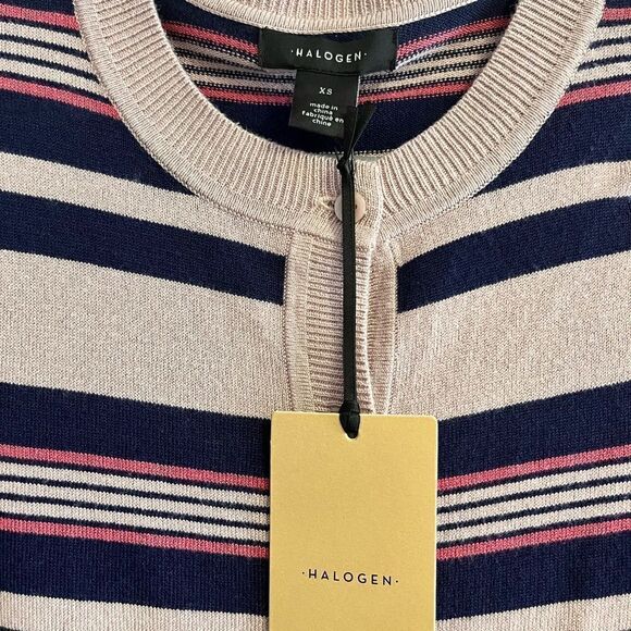 Halogen Striped Crewneck Cardigan  - Picture 11 of 11